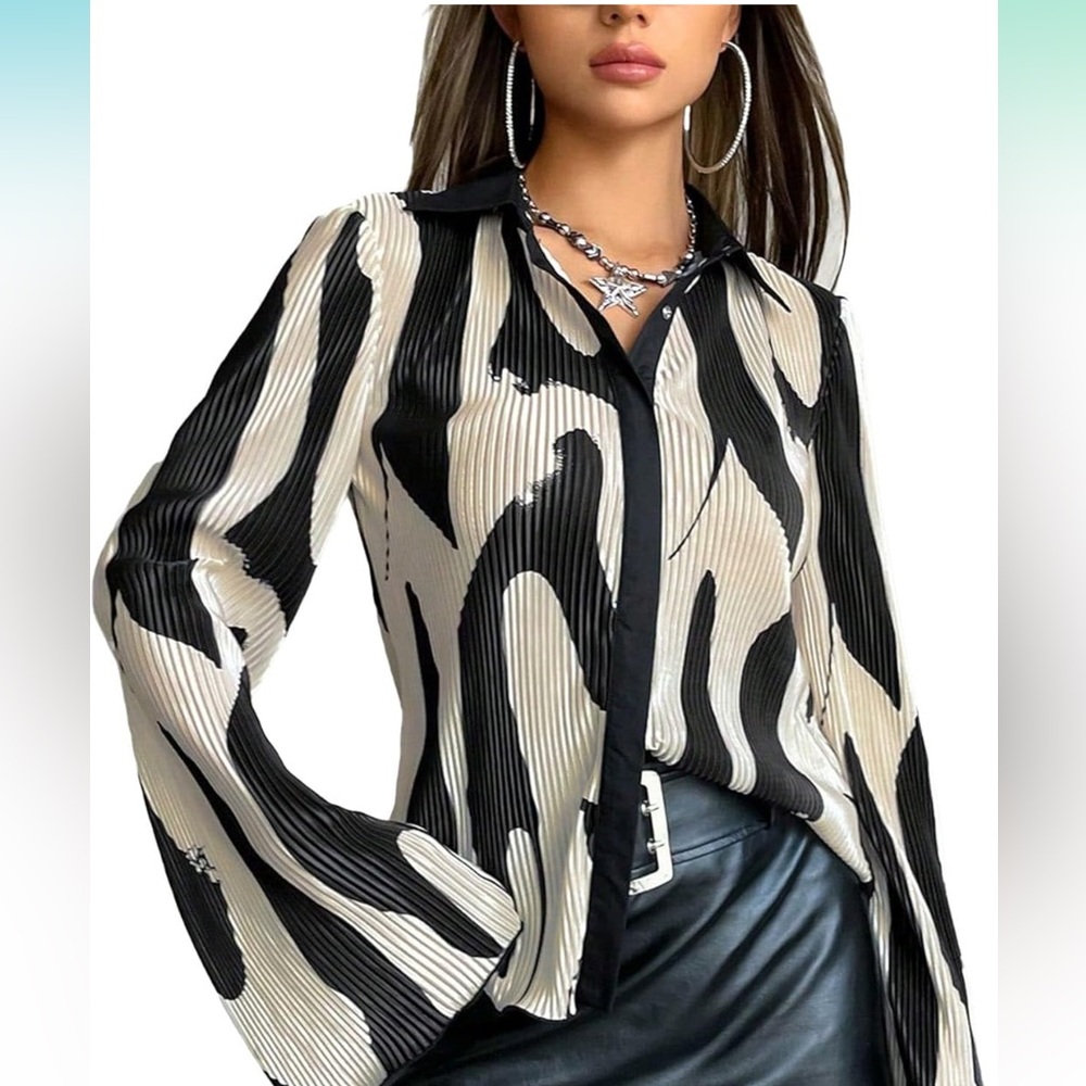 Black and White Abstract Blouse